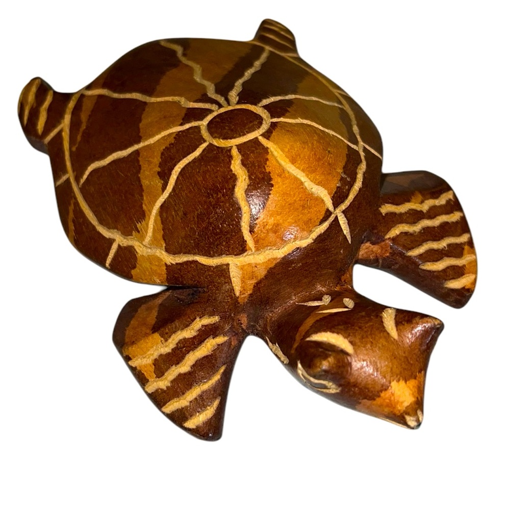 Wooden Turtle - Hand Carved- Multi colored wood- Sun